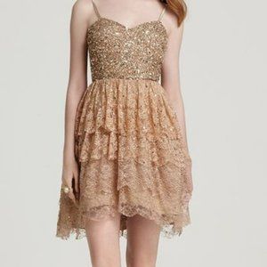 Aidan Mattox Sequin & Lace Tiered Dress